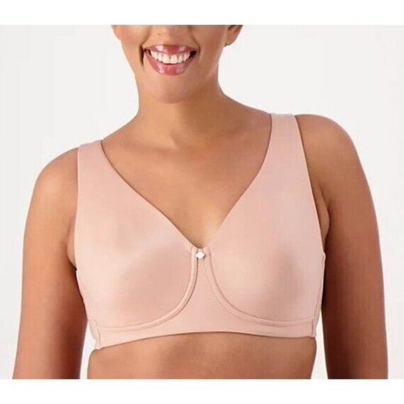 Breezies Satin Shine Unlined Wirefree Support Bra Ash Rose 34 C - Picture 1 of 2